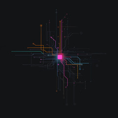 Wall Mural - technological connectivity: a dynamic and intricate design depicting the essence of modern technolog