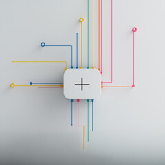 Wall Mural - digital connections: conceptual depiction of data flow. an interconnected network of multicolored li