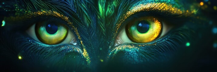 Aufkleber - Stunning close up of mesmerizing green and gold eyes showcasing intricate detail and captivating beauty in a vibrant setting. Generative AI
