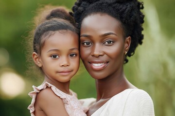 Sticker - A woman and a little girl are standing together, with the woman holding the girl. The woman has a smile on her face, and the girl is looking up at her. The scene is warm and friendly