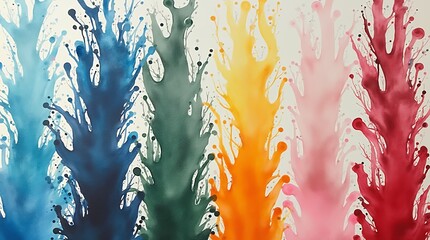Poster - A painting of a rainbow with the colors green, yellow, red, blue, and purple