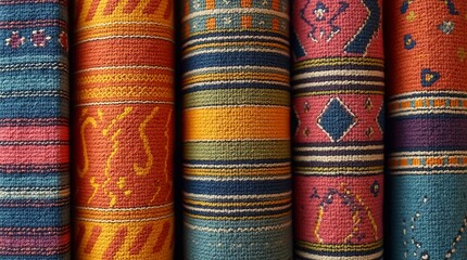Aufkleber - A row of colorful rugs with different patterns
