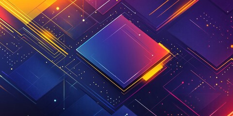 Abstract digital art with geometric shapes and glowing lines