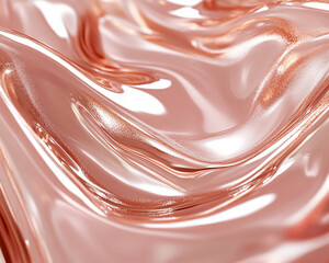 Leinwandbilder - Close-up view of soft rose gold liquid waves with a glossy finish, creating an elegant and serene texture, symbolizing luxury, calm, and beauty.