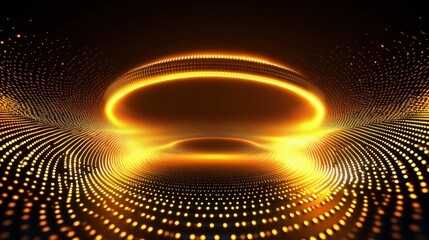 Aufkleber - Vibrant golden circular patterns create dynamic motion in a digital background. Generative AI
