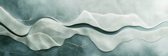 Leinwandbilder - Abstract landscape with flowing lines and soft textures in muted colors. Generative AI