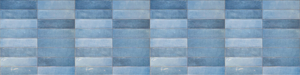 Aufkleber - Blue texture of modern vintage retro wall tile, porcelain stoneware, glossy glazed tile slips - Tiles background, seamless pattern, horizontal