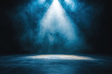 Aufkleber - Spotlight illuminating empty stage with smoke creating mysterious atmosphere