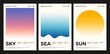 © Anastasiya Stoma - Modern abstract poster set. Minimalist nature backgrounds with geometric gradient shapes. Blurred colorful summer art with sky, sea, sun. Trendy design for social media, poster, banner, flyer