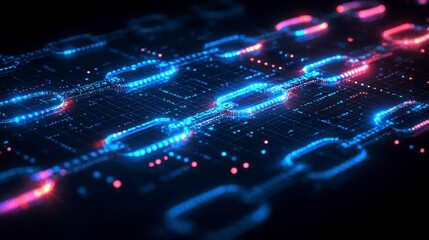 abstract digital chain links. futuristic network. background of linked data. possible use as tech ba