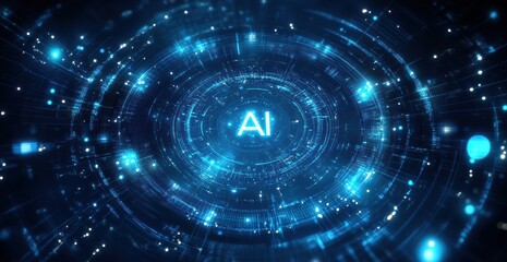 Aufkleber - Artificial intelligence symbol glowing in futuristic digital circle
