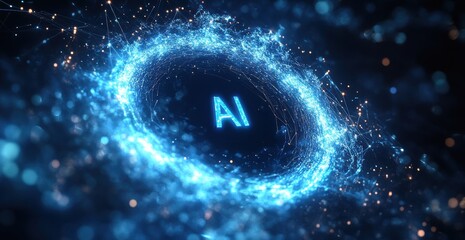 Aufkleber - Artificial intelligence (ai) symbol glowing in abstract futuristic circle