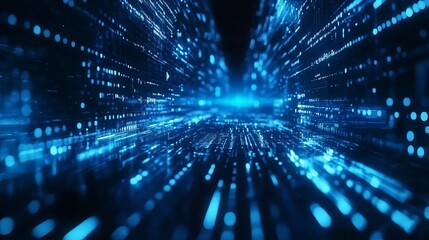 Abstract Digital Data Stream Blue Technology Background Futuristic Network Design Modern Code Binary Digital Art Graphic Design Illustration Digital  