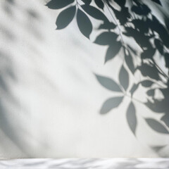 Wall Mural - Elegant Plant Shadow on White Textured Wall – Minimalist Aesthetic, Natural Light, and Botanical Silhouette for Modern Interior Design