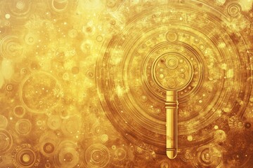 Fototapete - Golden abstract design featuring intricate circular patterns and a striking central element with a warm, radiant hue. Generative AI