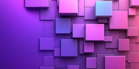 Abstract arrangement of stacked cubes with vibrant purple gradient