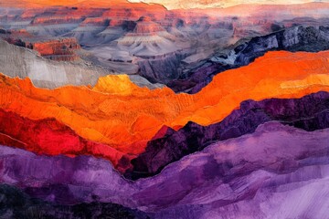 Fototapete - Vibrant colors of the Grand Canyon at sunset display the beauty of nature in Arizona. Generative AI