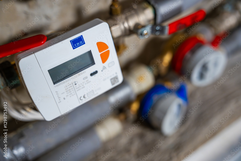 Utility Meter Remote Sensor Smart water and heat meters with remote data transmission installed in ...