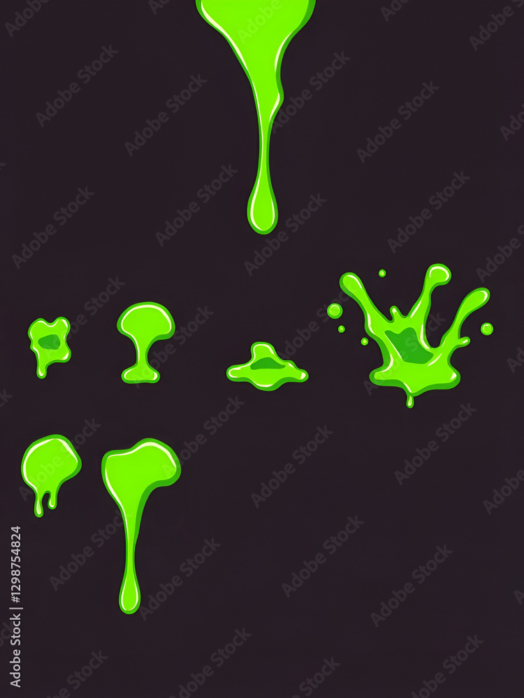 Green slime animated sprite, animation effect showing stages of ...
