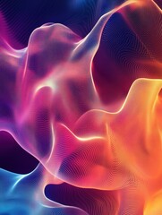 Leinwandbilder - Colorful abstract waves create a dynamic pattern that captivates the viewers attention with rich hues and fluid movement. Generative AI