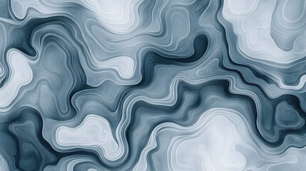 Poster - Abstract swirling patterns in shades of gray and blue create a unique artistic impression. Generative AI