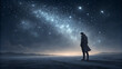 © PETR BABKIN - A lonely silhouette of a man against the backdrop of the night starry sky - the concept of loneliness.