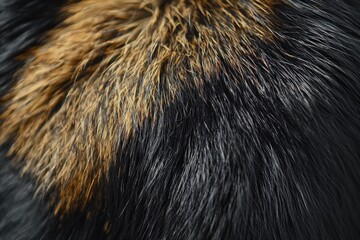 a detailed macro shot showcases the texture and color of natural animal fur, combining rich, dark br
