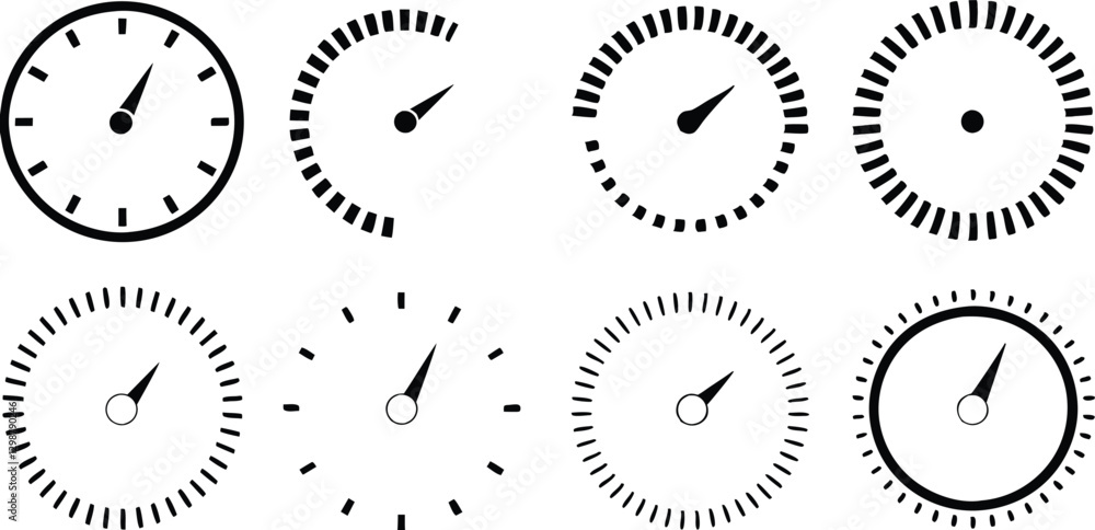speedometer vector icon set, gauge collection for vehicle dashboard ...