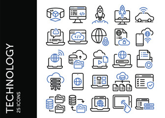technology icon pack. set icon design