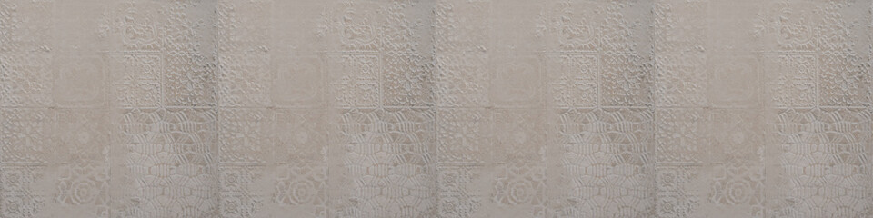 Aufkleber - Old bright white grey gray vintage shabby patchwork motif tiles stone concrete cement wall texture background, seamless pattern