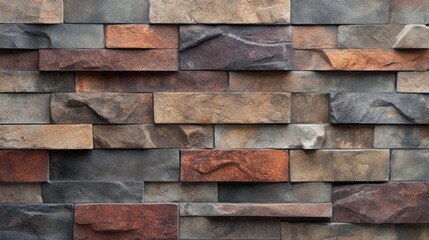 Sticker - Multicolored stone brick wall texture background