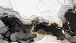 © FREEDOM - 高級感のある薄くて淡いアルコールインクアート ブラック マーブル模様 余白あり 背景素材 チラシ・バナー・動画素材 16:9サイズ AI生成素材
