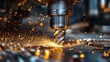 © Prostock-studio - A high-speed machining tool cuts through metal, creating bright sparks and shavings in a state-of-the-art factory. This automation enhances efficiency and precision in manufacturing.
