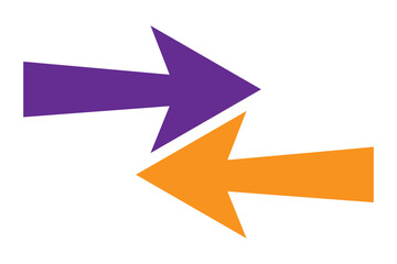 Wall Mural - horizontal dual long straight arrow signs. red pointer, direction, position symbol and double arrow 