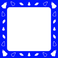 Wall Mural - blue square frame with cute rose apple on surround