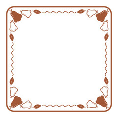 Wall Mural - brown line and line wave square frame with rose apple