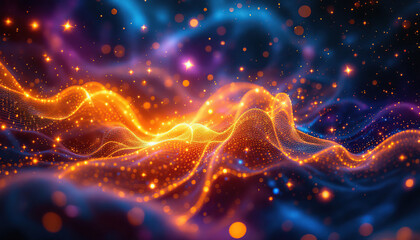 Wall Mural - Abstract Orange and Blue Energy Wave Background