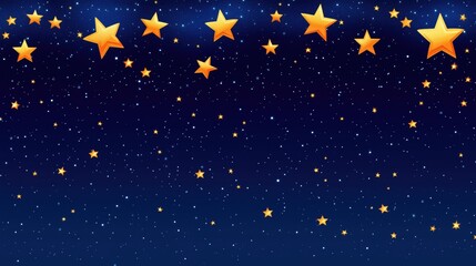 Wall Mural - A beautiful night sky filled with golden stars against a dark blue background.