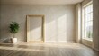 © VisualVault - Sunlit Room Interior Design with Large Empty Frame and Potted Plant