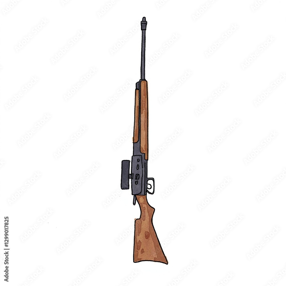 Detailed Line Art Illustration of a Classic Hunting Rifle Stock ...