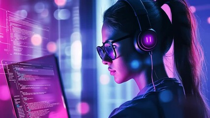 Cyberpunk Girl Coding: Neon Dreams and Digital Innovation