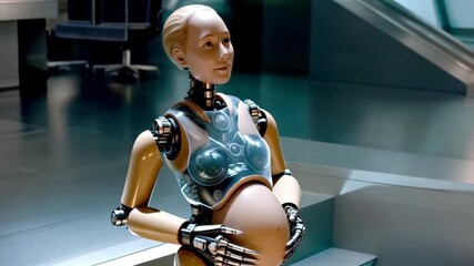 Leinwandbilder - A synthetic robot designed for surrogacy is displayed in a modern laboratory. The technology showcases an innovative bioengineering approach to prenatal care and reproduction.