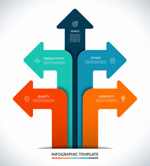 Wall Mural - vector infographic template. business strategy concept with arrows, icons, and text boxes. suitable 