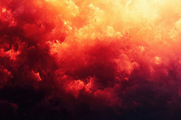 Poster - Abstract fiery cloudscape, intense red and orange hues blending in a dramatic, textured composition.