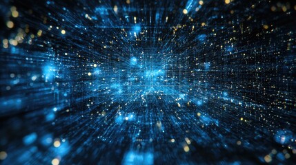 Digital data stream, futuristic tunnel, network, abstract background, technology concept