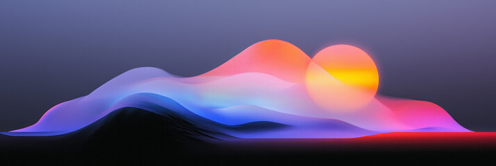 Aufkleber - Glitch-inspired collage merging fragments of neon waves, edgy digital overlays, black negative