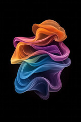 Aufkleber - Swirling rainbow lines merging into a multicolor wave, bold contrast against a dark minimal