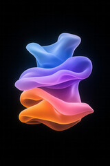 Poster - Dynamic flow of multicolored gradient waves, each band shifting from vivid pink to electric blue,