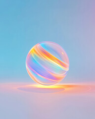 Aufkleber - Surreal perspective where a translucent sphere holds swirling prismatic patterns inside, moody