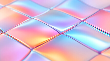 Poster - Surreal close-up focusing on glowing intersections of a metallic grid, intense color transitions